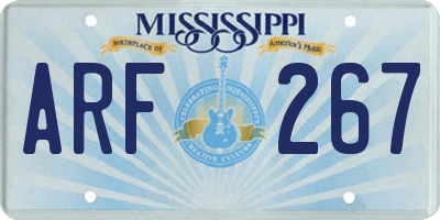 MS license plate ARF267
