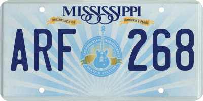 MS license plate ARF268
