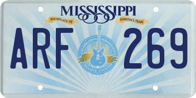 MS license plate ARF269