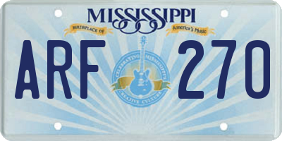 MS license plate ARF270
