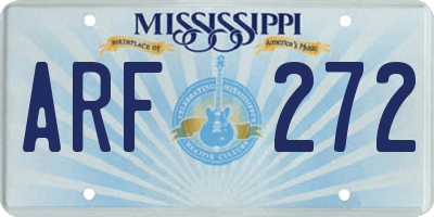 MS license plate ARF272