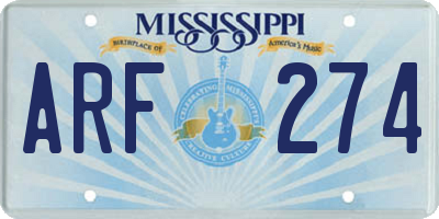MS license plate ARF274