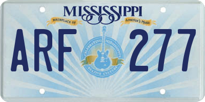 MS license plate ARF277