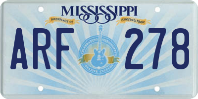 MS license plate ARF278