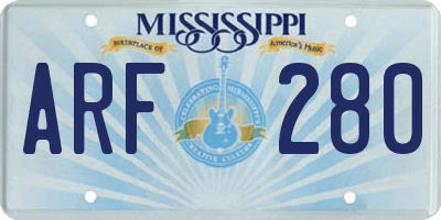 MS license plate ARF280