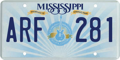 MS license plate ARF281