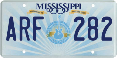 MS license plate ARF282