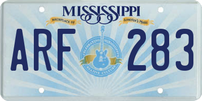 MS license plate ARF283