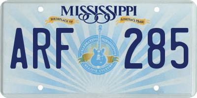 MS license plate ARF285