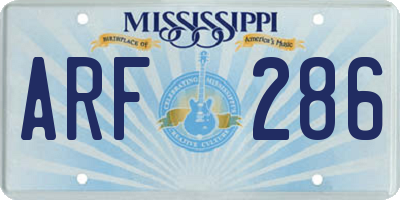 MS license plate ARF286