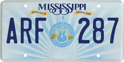 MS license plate ARF287
