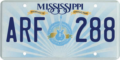 MS license plate ARF288
