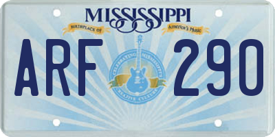 MS license plate ARF290