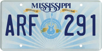 MS license plate ARF291