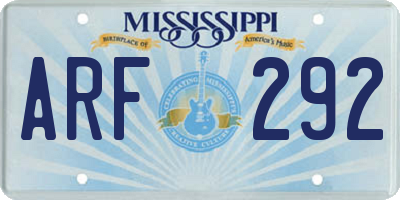 MS license plate ARF292
