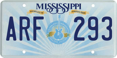 MS license plate ARF293