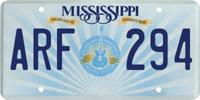 MS license plate ARF294