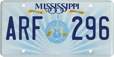 MS license plate ARF296