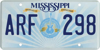 MS license plate ARF298