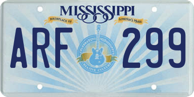 MS license plate ARF299
