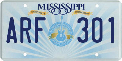 MS license plate ARF301