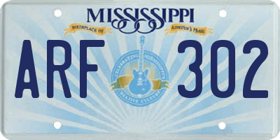 MS license plate ARF302