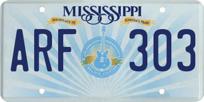MS license plate ARF303