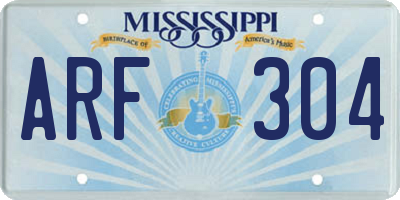 MS license plate ARF304