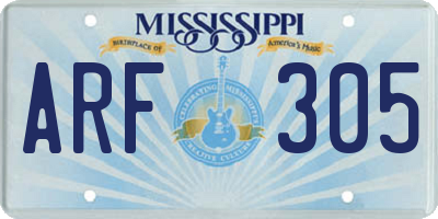 MS license plate ARF305