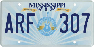 MS license plate ARF307