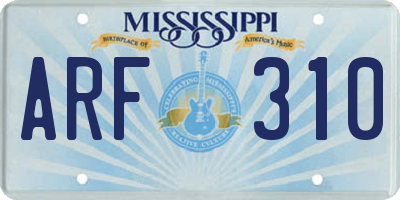 MS license plate ARF310