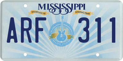MS license plate ARF311