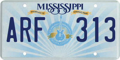 MS license plate ARF313