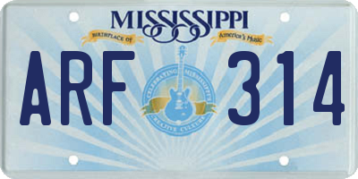 MS license plate ARF314