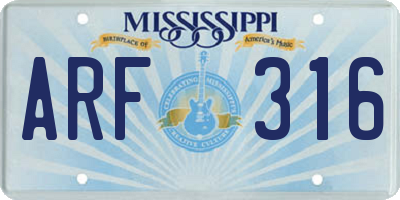 MS license plate ARF316