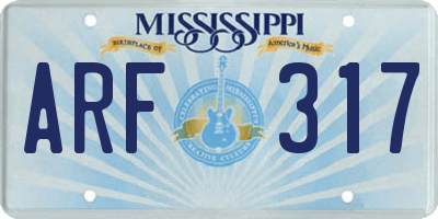MS license plate ARF317