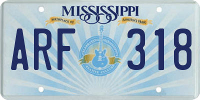 MS license plate ARF318