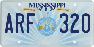 MS license plate ARF320