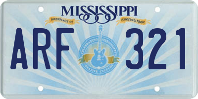 MS license plate ARF321