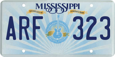 MS license plate ARF323