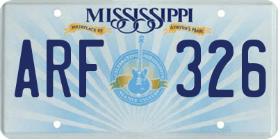 MS license plate ARF326