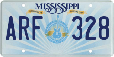 MS license plate ARF328