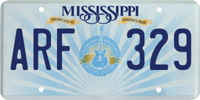 MS license plate ARF329