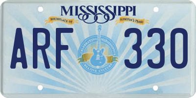 MS license plate ARF330