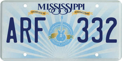 MS license plate ARF332