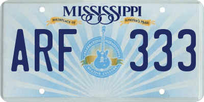 MS license plate ARF333