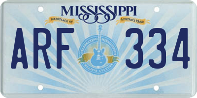MS license plate ARF334