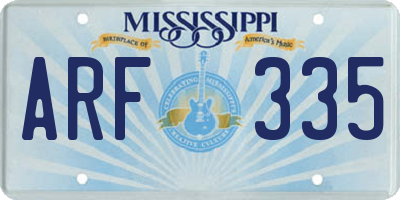 MS license plate ARF335