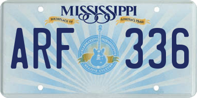 MS license plate ARF336