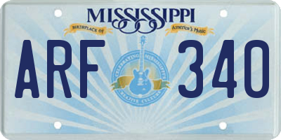 MS license plate ARF340